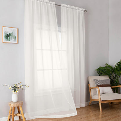 Simplebrand Black Sheer Curtains 84 Inches Long 2 Panels for Living Room