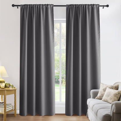 PONY DANCE Black Out Curtains 72 inch Long, Black, 2 Panels