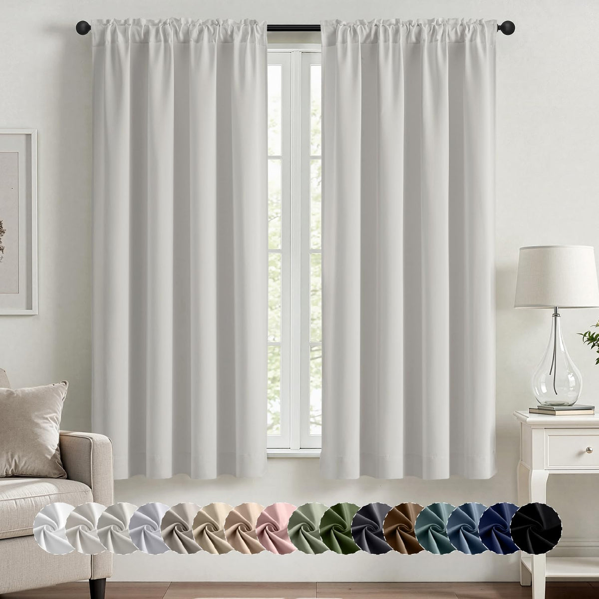 MIULEE Stone Blue Blackout Curtains for Bedroom Living Room 40"x63" 2 Panel