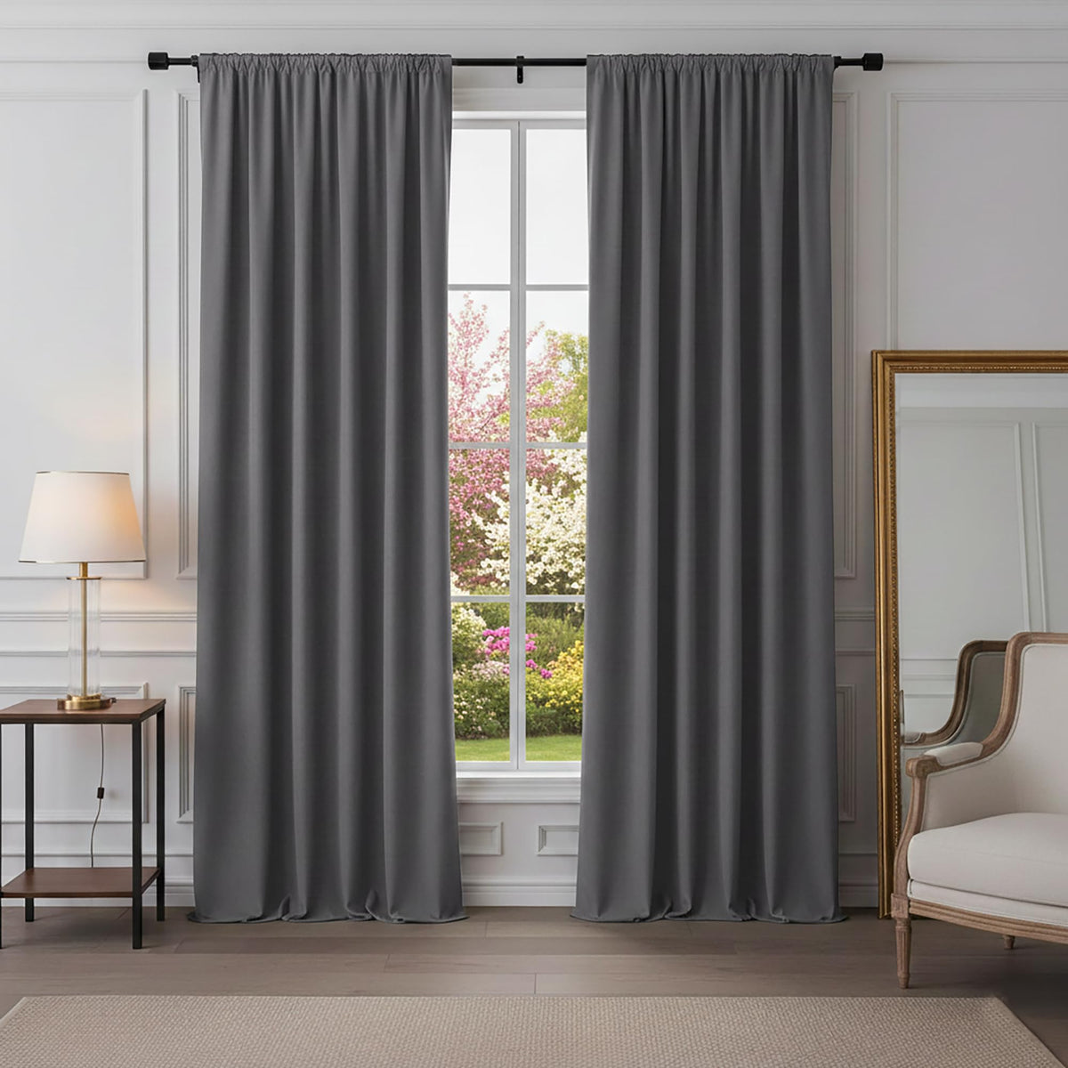 PONY DANCE Black Out Curtains 72 inch Long, Black, 2 Panels