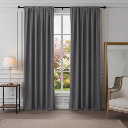 PONY DANCE Black Out Curtains 72 inch Long, Black, 2 Panels