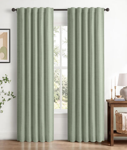 INOVADAY 100% Blackout Linen Curtains for Bedroom 50x84 Inches Cream