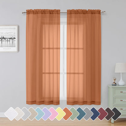Simplebrand Black Sheer Curtains 84 Inches Long 2 Panels for Living Room