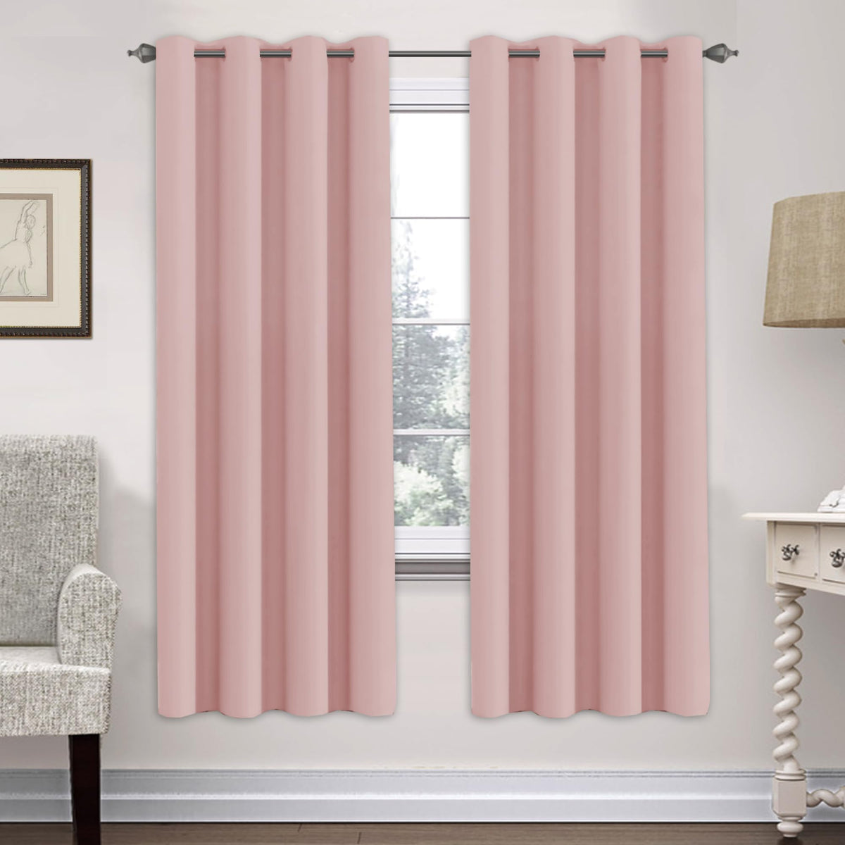 H.VERSAILTEX Blackout Curtains for Bedroom Thermal Insulated Room Darkening Living Room Curtains 63 Inch Long Grommet Privacy Protection Window Curtain Panels/Drapes for Nursery,2 Panels,Ivory/Cream