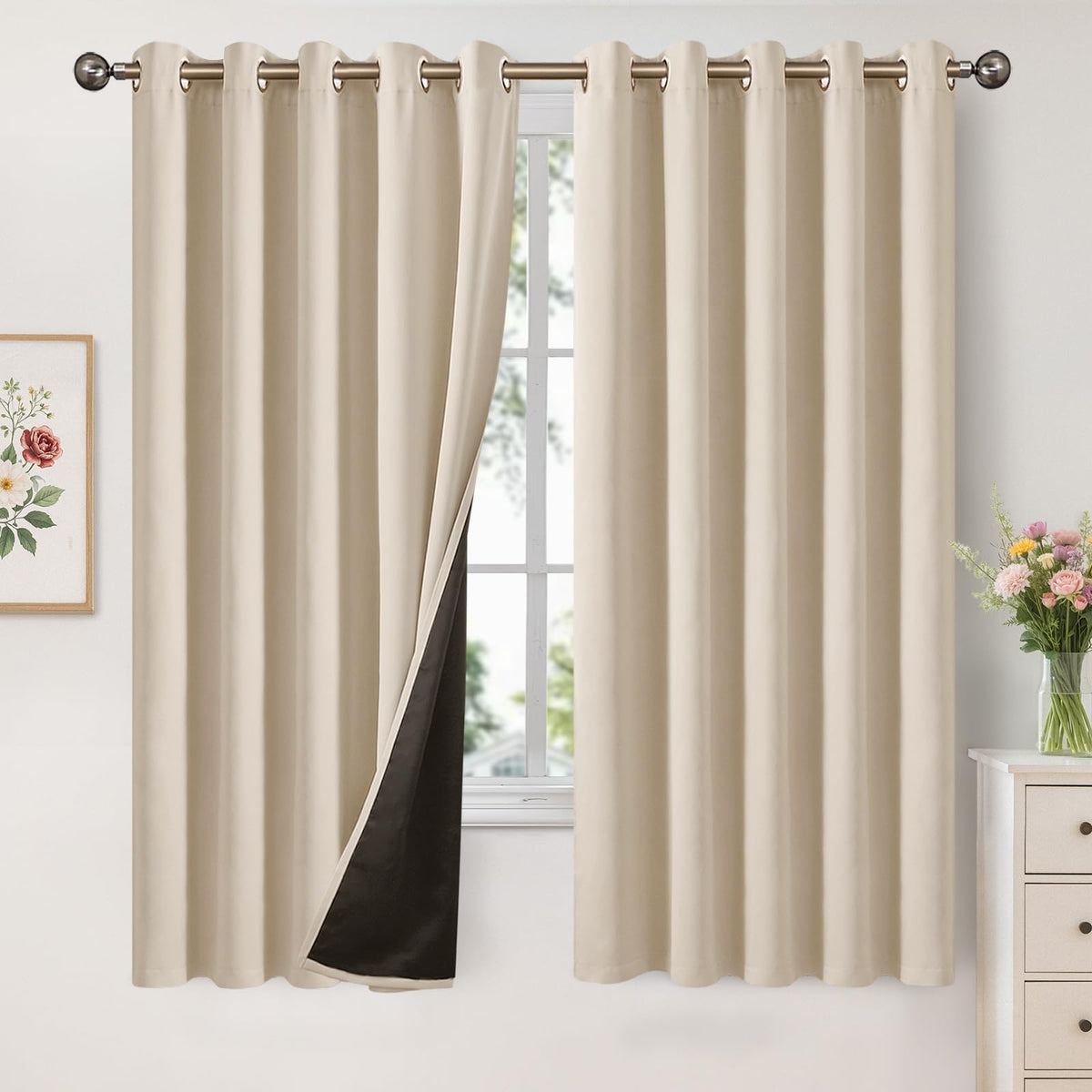 YoungsTex Black Blackout Curtains for Bedroom, Thermal Drapes Heat Blocking