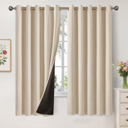 YoungsTex Black Blackout Curtains for Bedroom, Thermal Drapes Heat Blocking