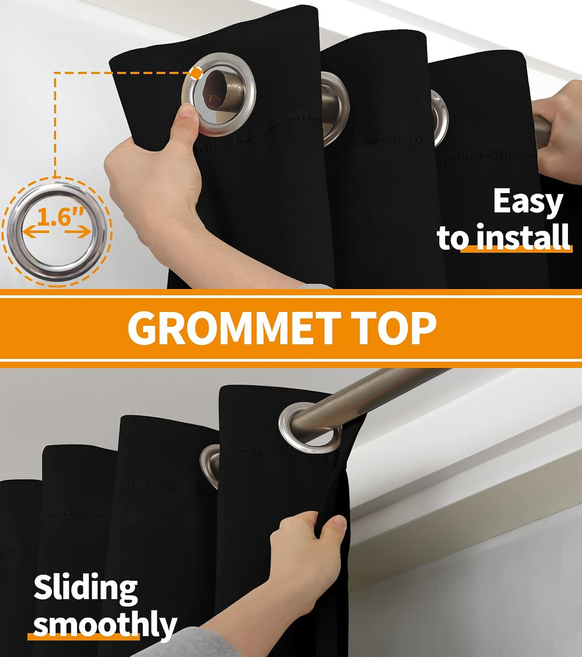 YoungsTex Black Blackout Curtains for Bedroom, Thermal Drapes Heat Blocking