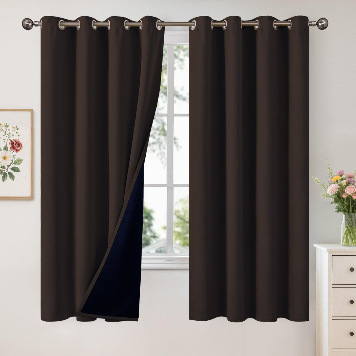 YoungsTex Black Blackout Curtains for Bedroom, Thermal Drapes Heat Blocking