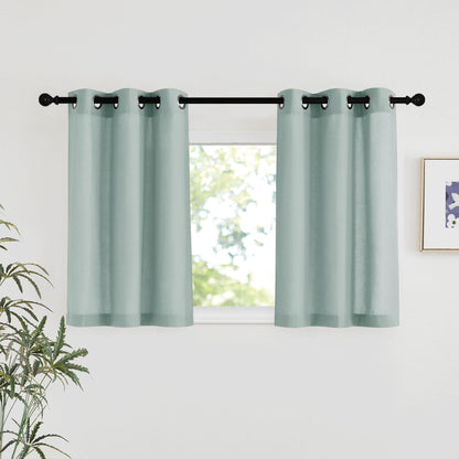 NICETOWN Natural Linen Curtains 84 inch Long 2 Panels Set, Grommet Top Thick Linen Burlap Semi Sheer Vertical Drapes Privacy Assured with Light Filtering for Bedroom/Living Room, W55 x L84