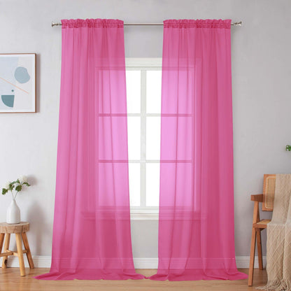 Simplebrand Black Sheer Curtains 84 Inches Long 2 Panels for Living Room