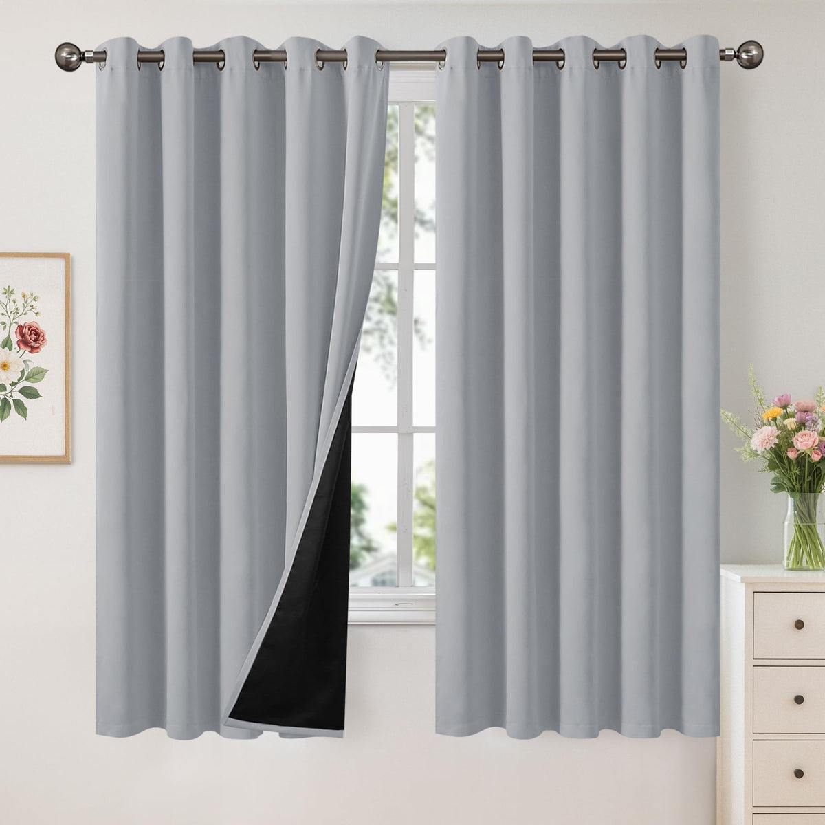 YoungsTex Black Blackout Curtains for Bedroom, Thermal Drapes Heat Blocking