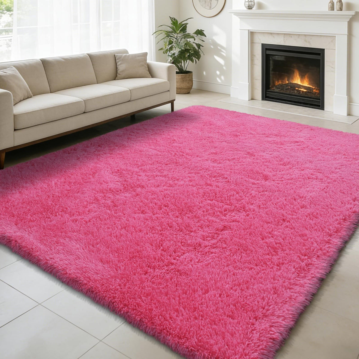 8x10 Fluffy Area Rugs for Living Room,Black Large Shag Area Rug for Bedroom
