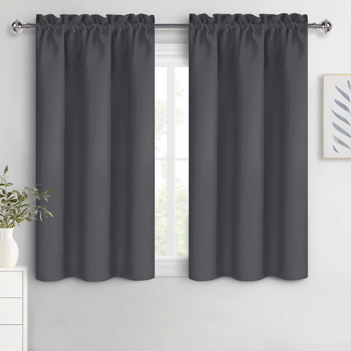 DWCN Blackout Curtains for Bedroom Living Room 42 x 63 Inch Long Black