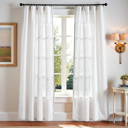 jinchan Linen Curtains Light Filtering Back Tab 50x96 Inch 2 Panels Beige