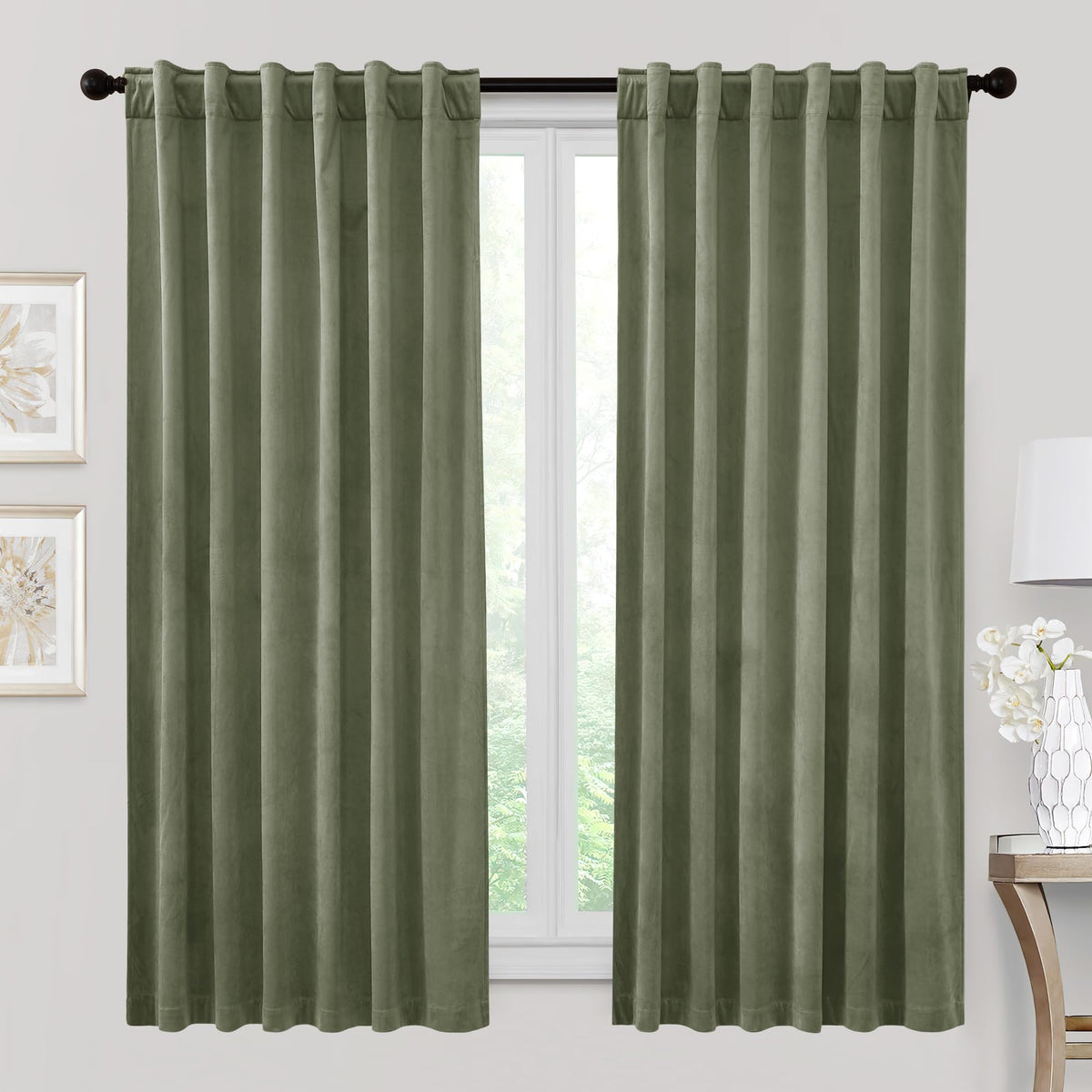 RYB HOME Blue Velvet Blackout Curtains for 84 inches Bedroom Living Room