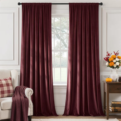 MIULEE Dusty Rose Pink Velvet Room Darkening Curtains for Bedroom W52 x L84