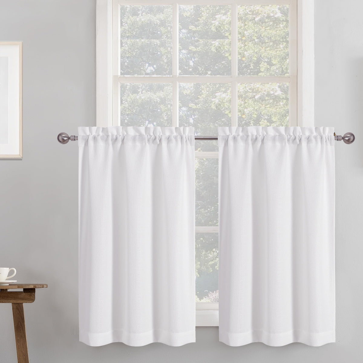 Chyhomenyc White Curtains 84 Inch Length 2 Panels 40Wx84L inches