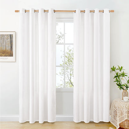 BGment Oatmeal Linen Curtains 84 Inch Length 2 Panels Set for Living Room