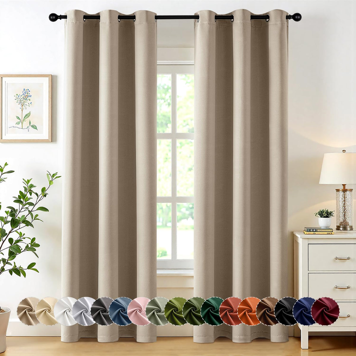 MIULEE Blackout Curtains for Bedroom 2 Panels 40 x 63 Inch Long Black
