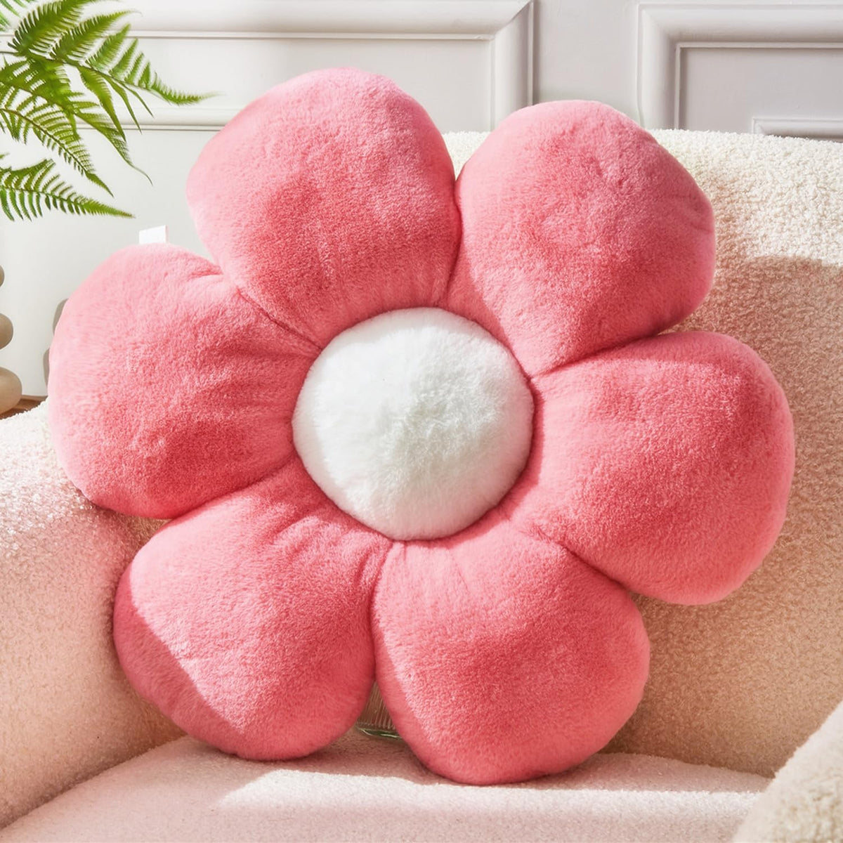 Flower Pillow,15.7In Cute Daisy Pillow Pink Throw Pillows