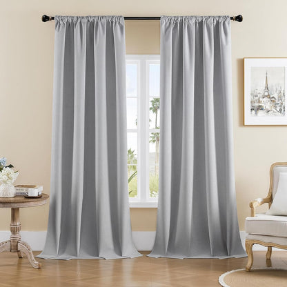 Joydeco Blackout Curtains for Bedroom, Black out curtains 96 inch long 2 Panels, Long Black Drapes with Rod Pocket Back Tab, Room Darkening Noise Reducing & Wrinkle-Free Drapes for Living Room Windows