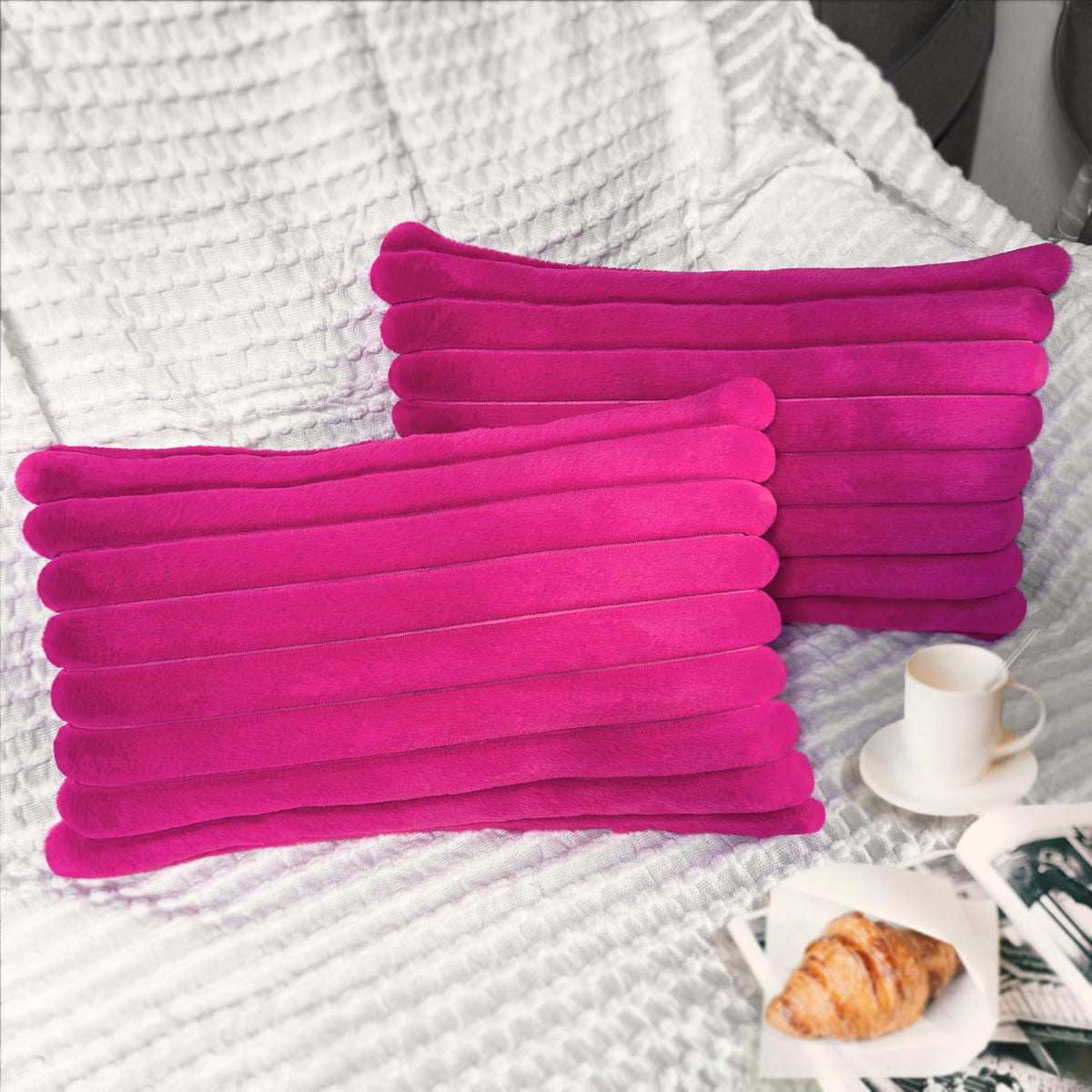 2 Pack 18x18 Pillow Cover Velvet Pillow Covers, Faux Fur Square Throw Pillow Covers for Living Room Decorations Throw Pillow Case, Throw Pillow Cover Cushion Cover for Home Sofa Bedroom Car, Pink