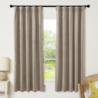 RYB HOME Sage Green Velvet Curtains 84 inches for Bedroom Living Room