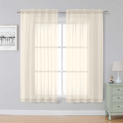 Simplebrand Black Sheer Curtains 84 Inches Long 2 Panels for Living Room