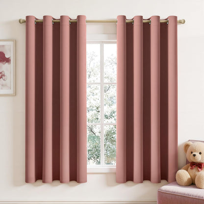 MIULEE Light Pink Blackout Bedroom Curtains Drapes 84 Inch Long 52"x84"