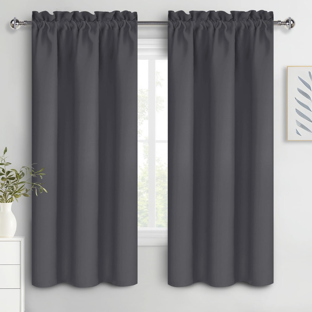 DWCN Blackout Curtains for Bedroom Living Room 42 x 63 Inch Long Black