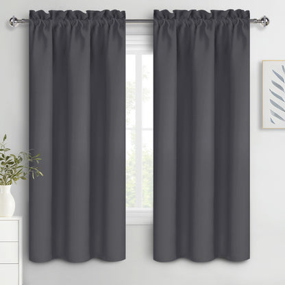 DWCN Blackout Curtains for Bedroom Living Room 42 x 63 Inch Long Black