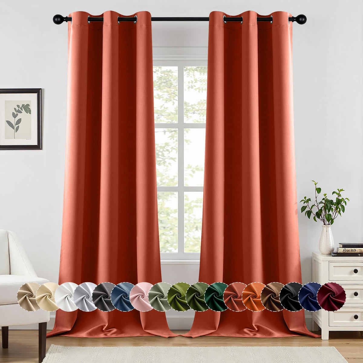 MIULEE Blackout Curtains for Bedroom 2 Panels 40 x 63 Inch Long Black