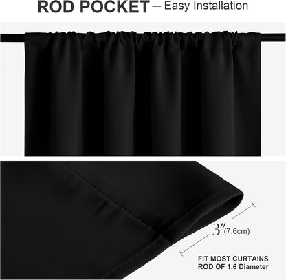 PONY DANCE Black Out Curtains 72 inch Long, Black, 2 Panels