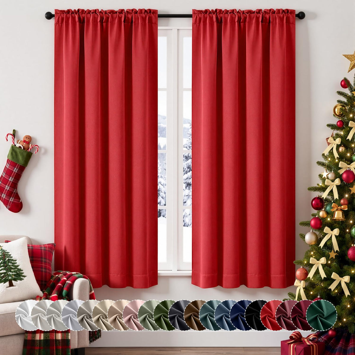 MIULEE Stone Blue Blackout Curtains for Bedroom Living Room 40"x63" 2 Panel