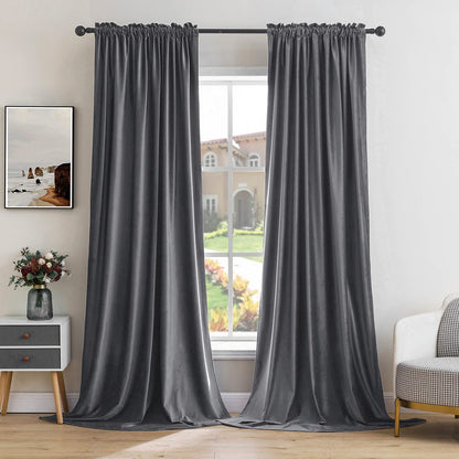 MIULEE Dusty Rose Pink Velvet Room Darkening Curtains for Bedroom W52 x L84