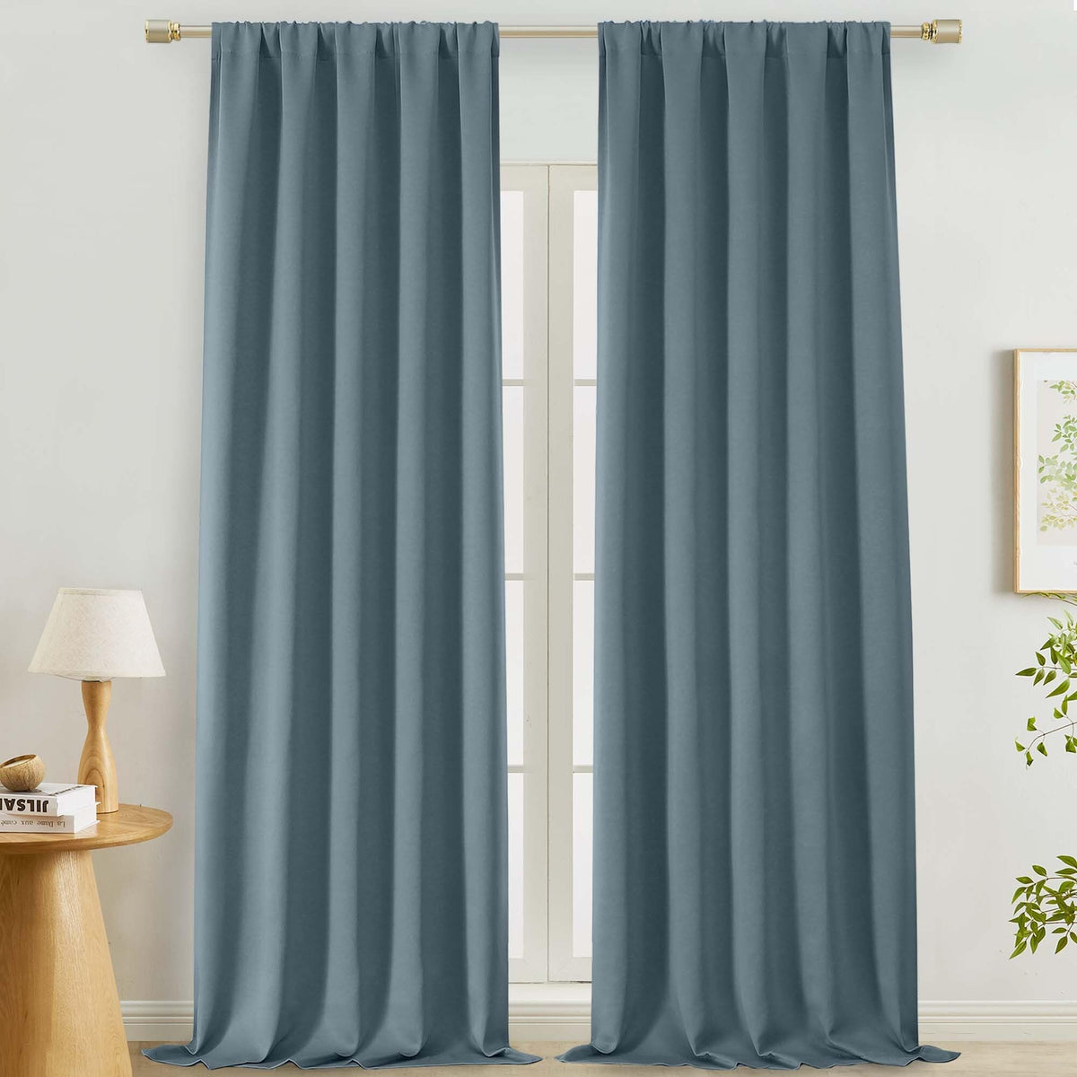 Lecloud Sage Green Room Darkening Curtains 54 Inch Length 2 Panels, Window Curtains for Bedroom, Energy Thermal Insulating Rod Pocket Curtain Drapes for Small Window, 40" W x 54" L