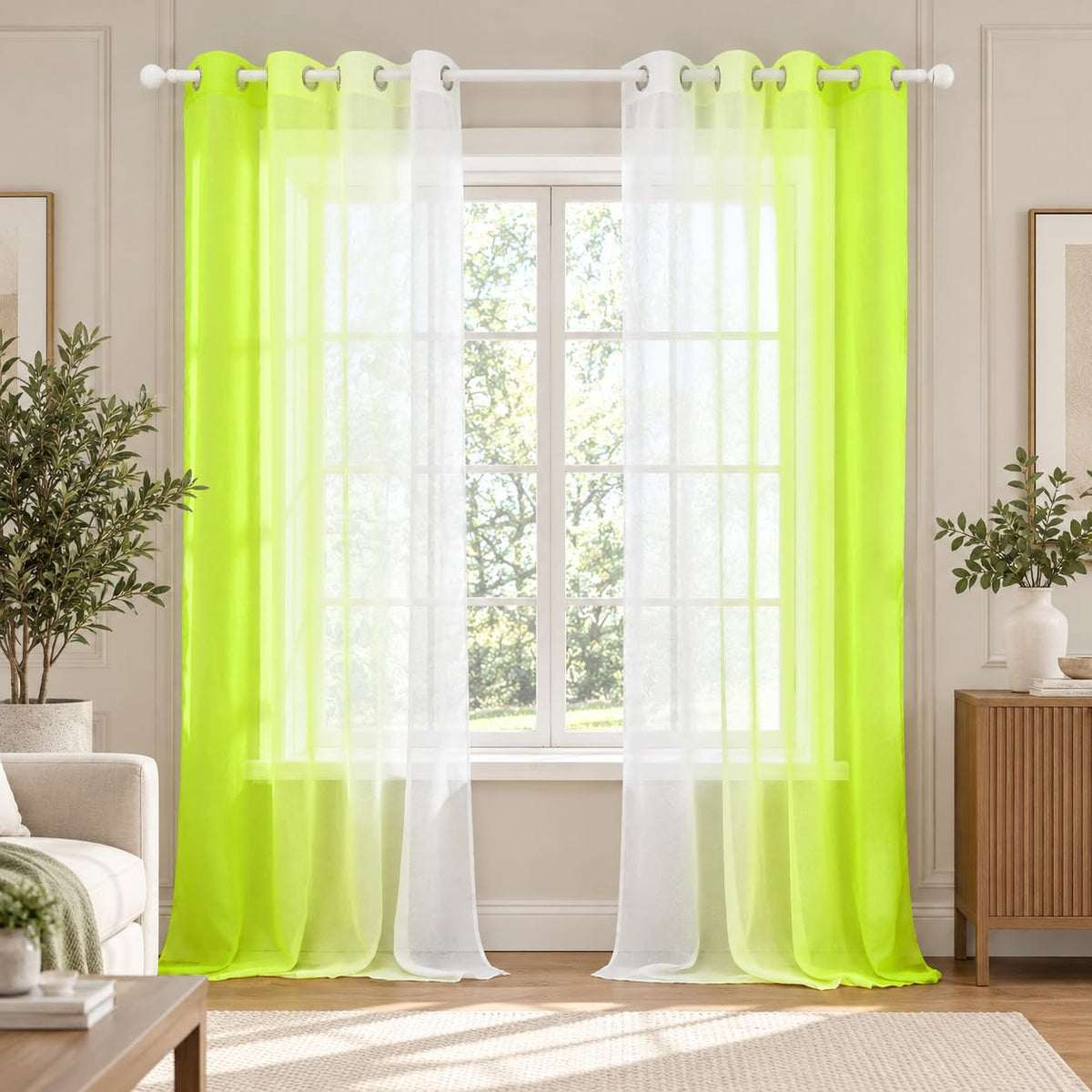 Deconovo Light Filtering Sheer Curtains 72 Inches Long for Living Room