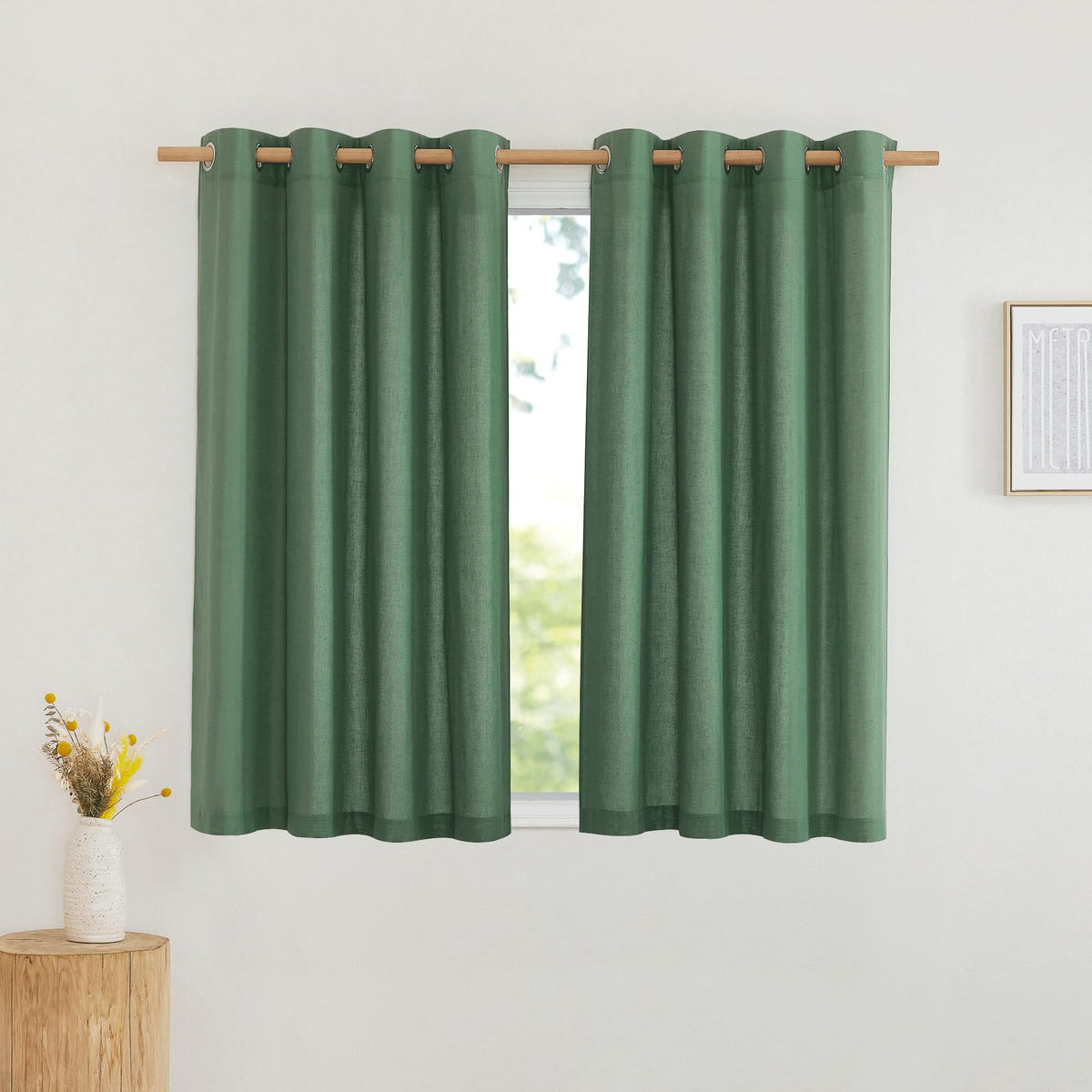 NICETOWN Natural Linen Curtains 84 inch Long 2 Panels Set, Grommet Top Thick Linen Burlap Semi Sheer Vertical Drapes Privacy Assured with Light Filtering for Bedroom/Living Room, W55 x L84