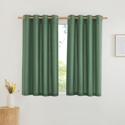 NICETOWN Natural Linen Curtains 84 inch Long 2 Panels Set, Grommet Top Thick Linen Burlap Semi Sheer Vertical Drapes Privacy Assured with Light Filtering for Bedroom/Living Room, W55 x L84