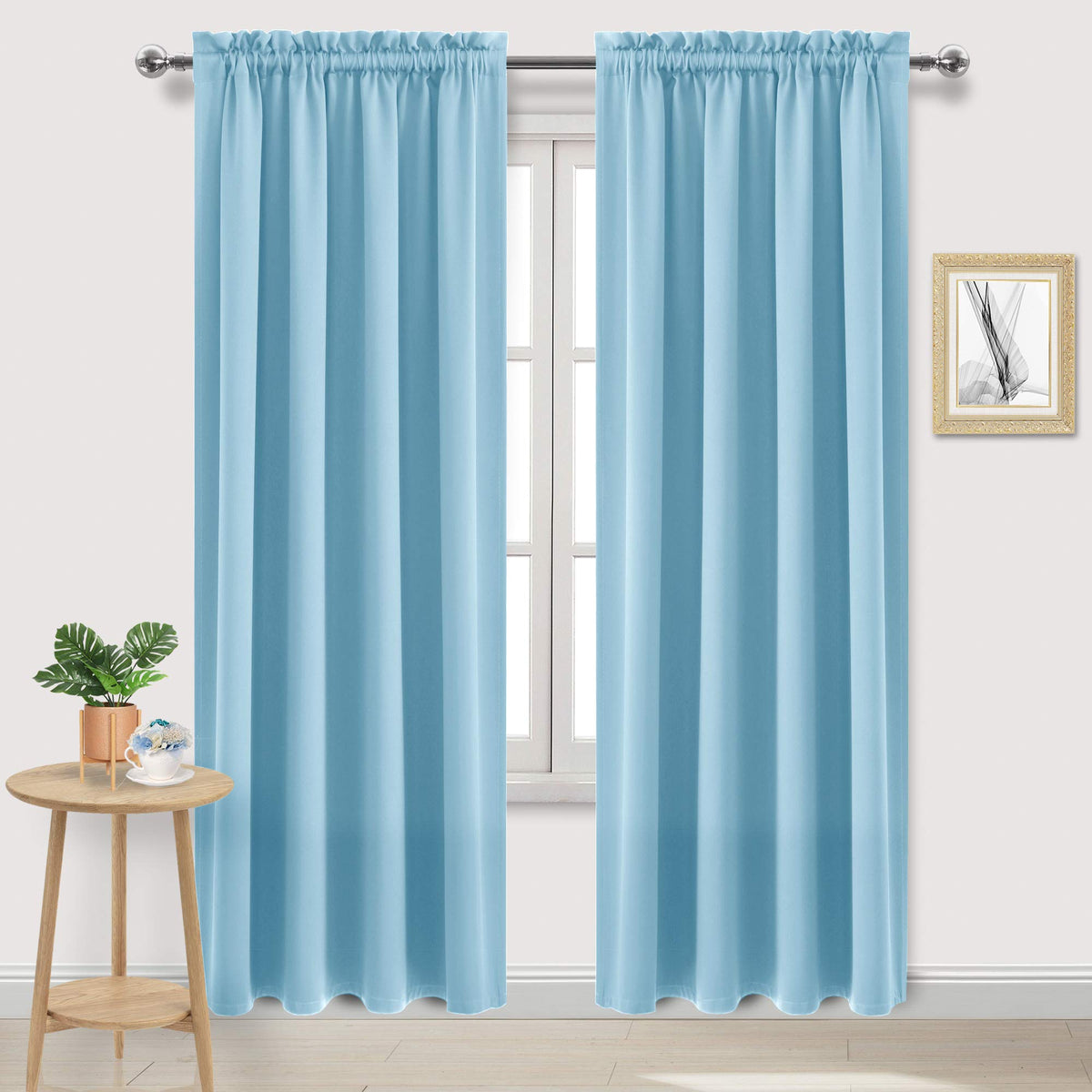 DWCN Blackout Curtains for Bedroom Living Room 42 x 63 Inch Long Black