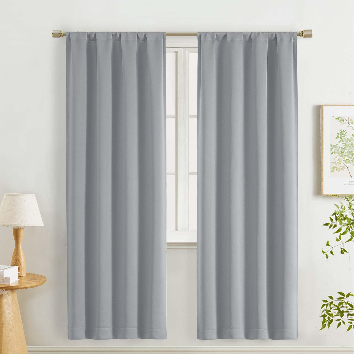 Lecloud Sage Green Room Darkening Curtains 54 Inch Length 2 Panels, Window Curtains for Bedroom, Energy Thermal Insulating Rod Pocket Curtain Drapes for Small Window, 40" W x 54" L
