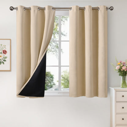 YoungsTex Black Blackout Curtains for Bedroom, Thermal Drapes Heat Blocking