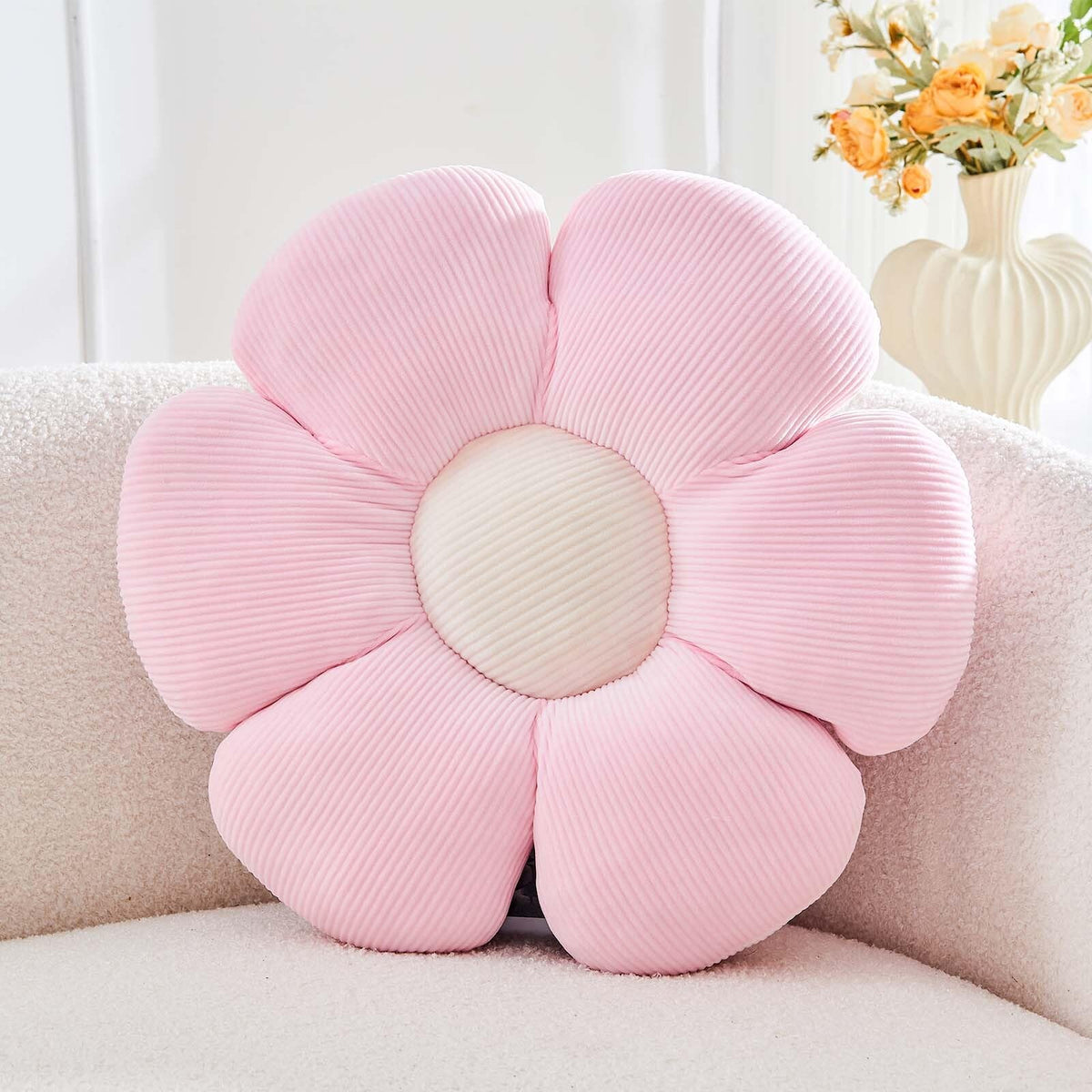 Kcvvcr Flower Throw Pillow, Soft White 14.9" Shaped Floor Pillow for Home Decor, Cute Aesthetic Plush Decorative Pillows for Bed, Sofa, Couch