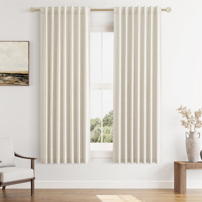 Guken Cream Linen Blackout Curtains 84 Inch Length 2 Panels Set for Living Room Bedroom Back Tab Thermal Insulated 100% Black Out Drapes Room Darkening Window Curtain Ivory Natural Beige