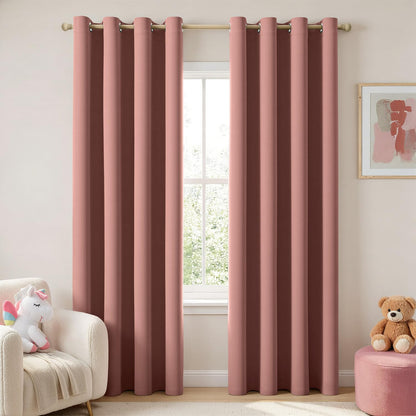 MIULEE Light Pink Blackout Bedroom Curtains Drapes 84 Inch Long 52"x84"