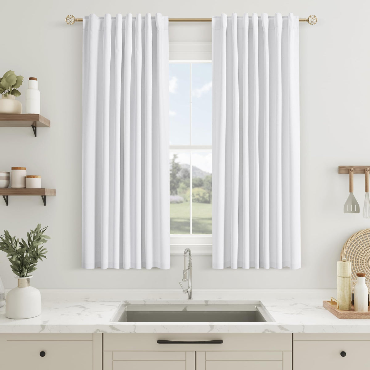 Guken Cream Linen Blackout Curtains 84 Inch Length 2 Panels Set for Living Room Bedroom Back Tab Thermal Insulated 100% Black Out Drapes Room Darkening Window Curtain Ivory Natural Beige