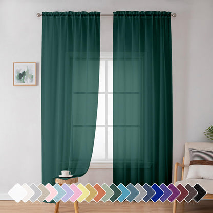 Simplebrand Black Sheer Curtains 84 Inches Long 2 Panels for Living Room