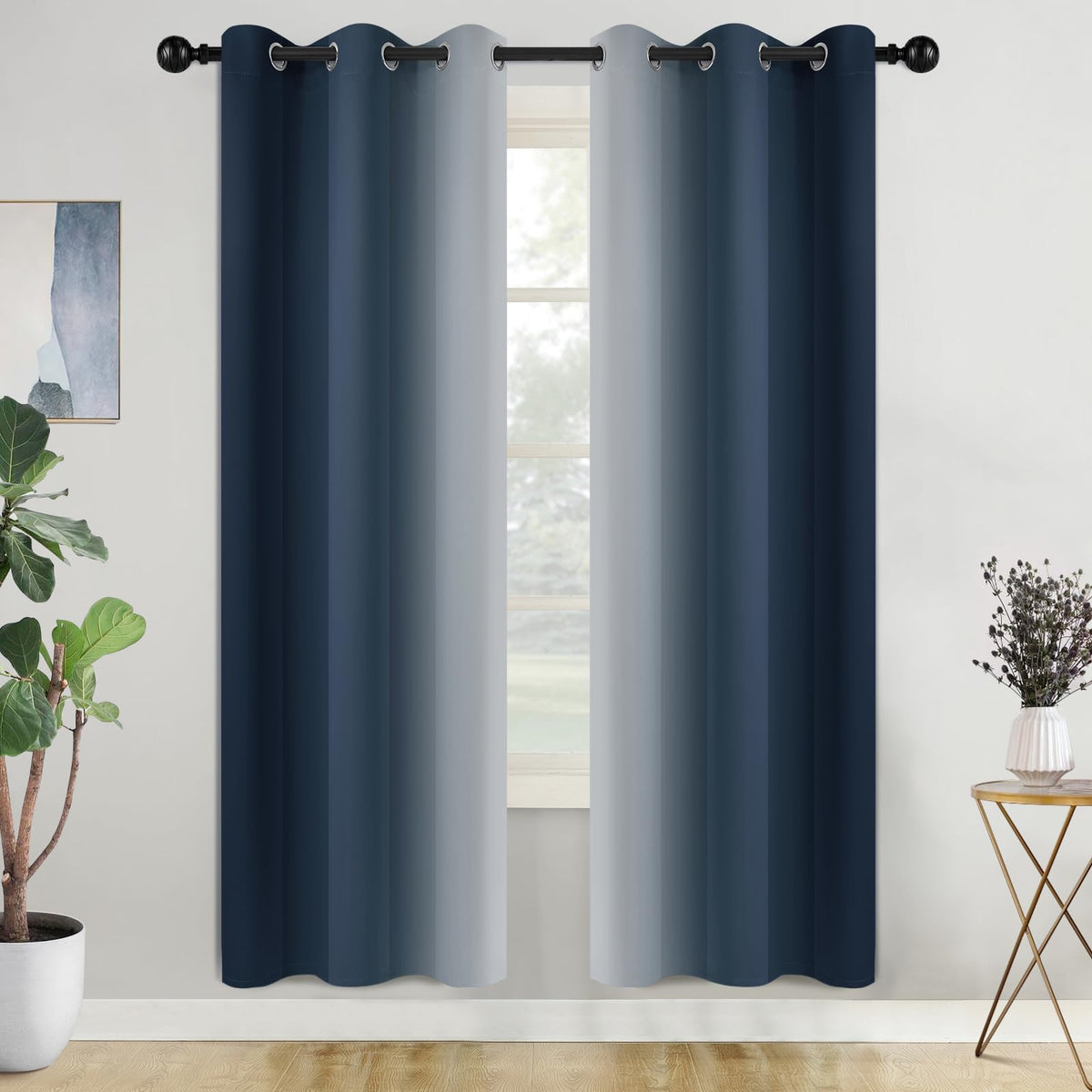 COSVIYA Grommet Room Darkening Ombre Purple Curtains W52xL63 inch
