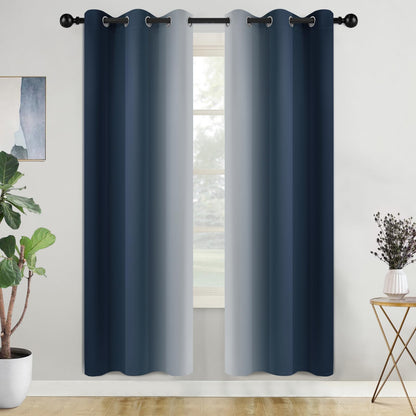 COSVIYA Grommet Room Darkening Ombre Purple Curtains W52xL63 inch