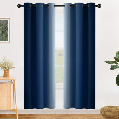 SimpleHome Ombre Black to Grey White Curtains for Living Room 52Wx84L